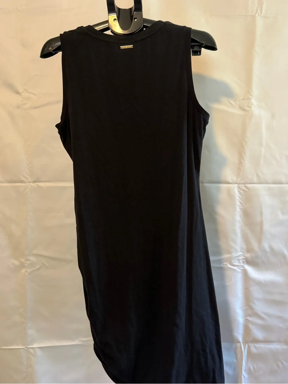 Michael Kors Black Sleeveless Midi Dress with Side Drape